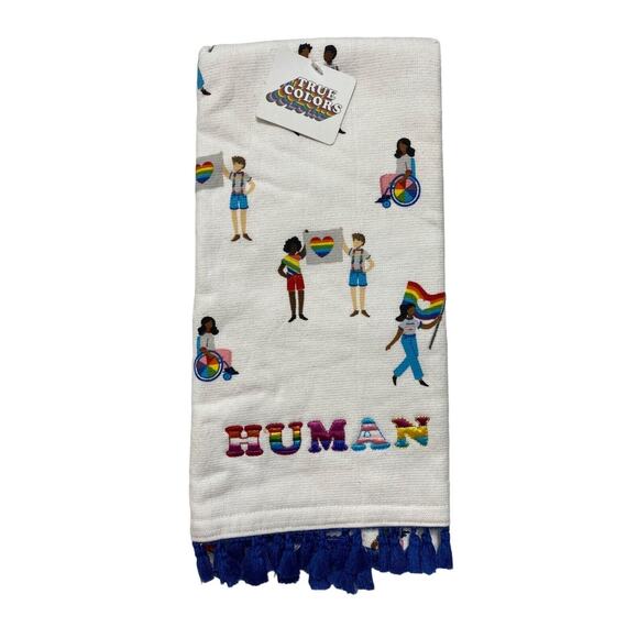 TRUE COLORS *NEW* Human Pride Decorative Towel Rainbow 16x26 in. Cotton Fringe - Picture 1 of 4